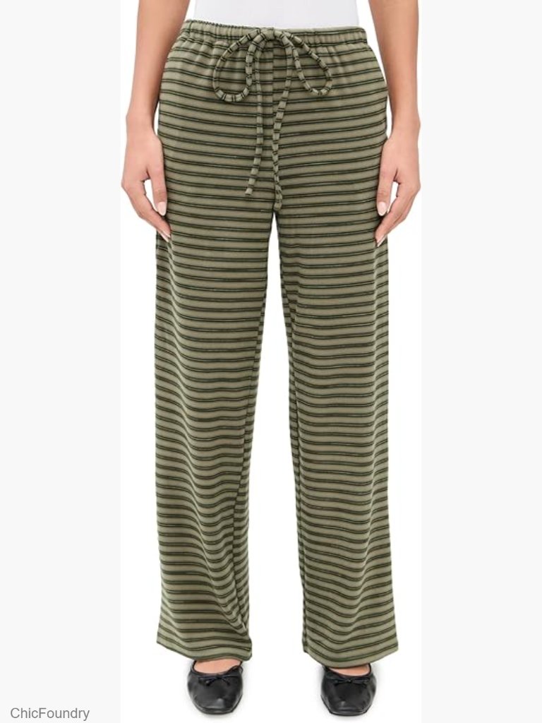 Small Striped Sweatpants, Polyester Spandex, Drawstring Waist, Side Pockets